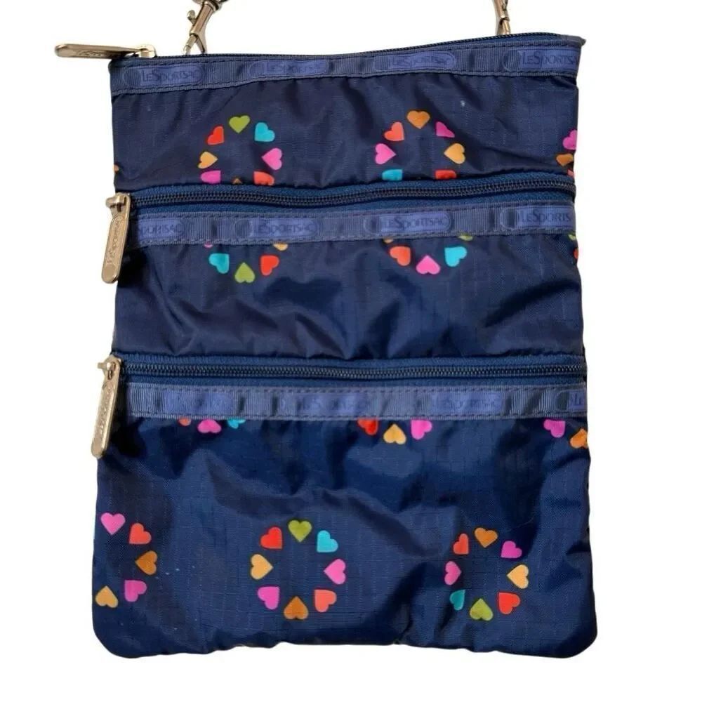 LeSportsac Happy Hearts Ripstop Kasey Crossbody Bag Navy Small